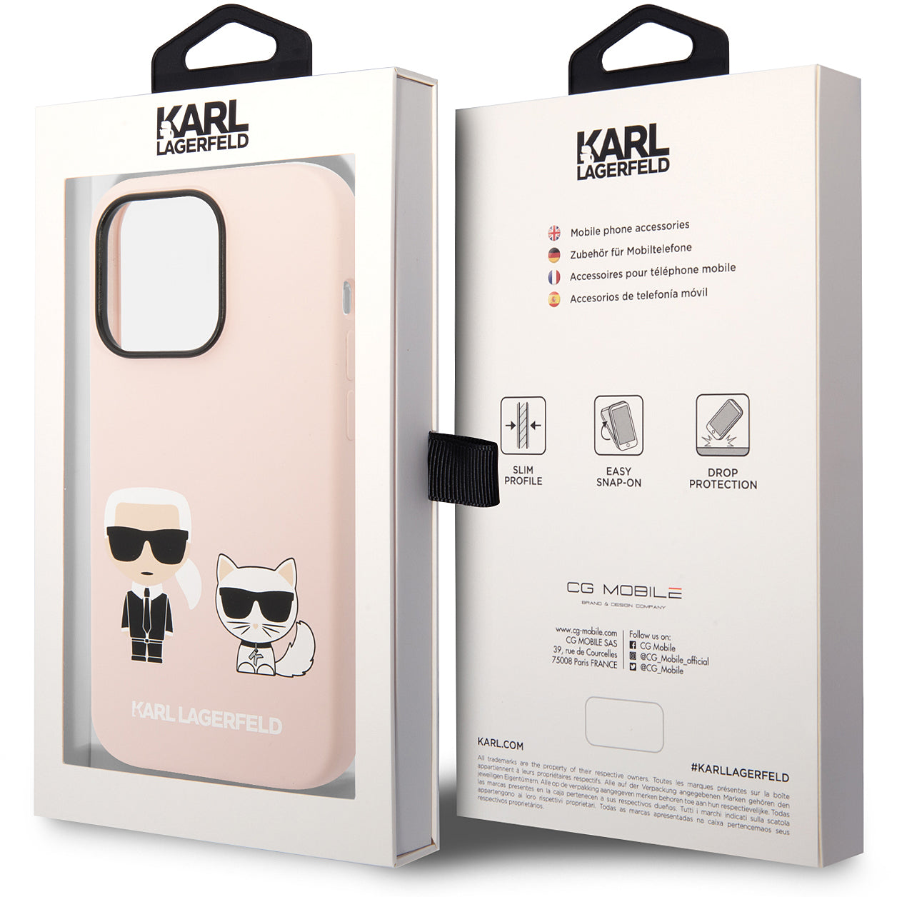Custodia MagSafe per Apple iPhone 14 Pro, Karl Lagerfeld, Silicone Body Karl & Choupette, Rosa