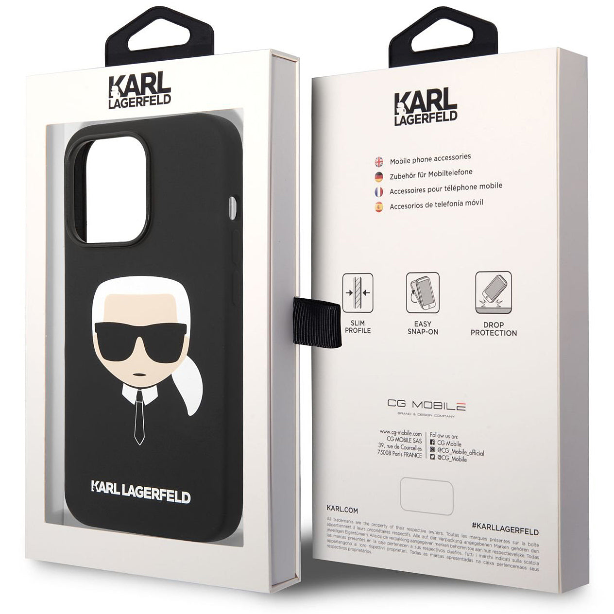 Custodia MagSafe per Apple iPhone 14 Pro, Karl Lagerfeld, Silicone Karl Head, Nera