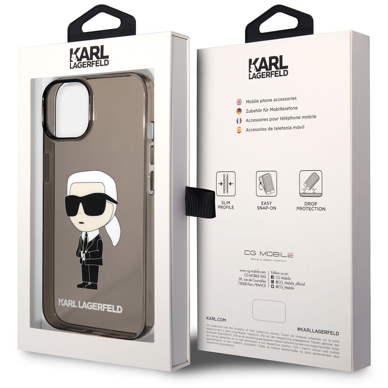 Custodia per Apple iPhone 14 Plus, Karl Lagerfeld, IML Ikonik NFT, Nera Trasparente