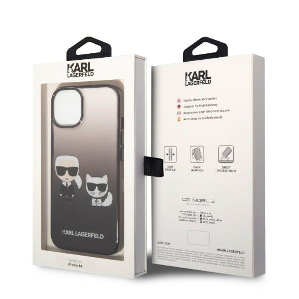 Custodia per Apple iPhone 14 Plus, Karl Lagerfeld, Gradient Karl & Choupette, Nera