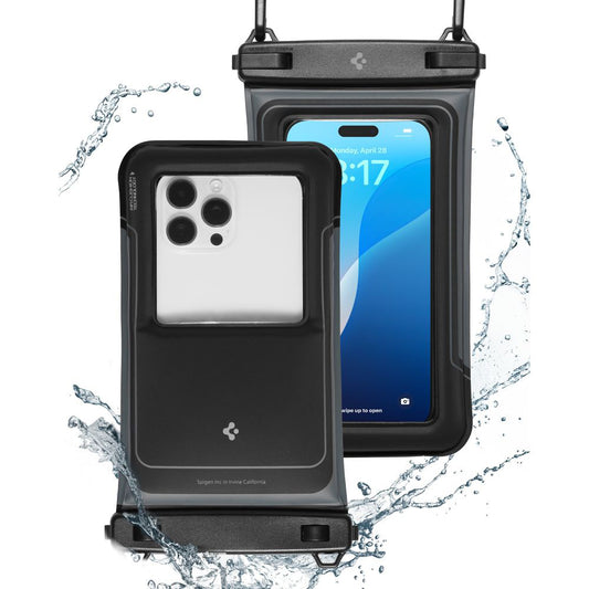 Custodia Universale Waterproof per Telefono max. 6.9inch, Spigen, A611P, Set 2 pezzi, Nera Opaca ACS09348