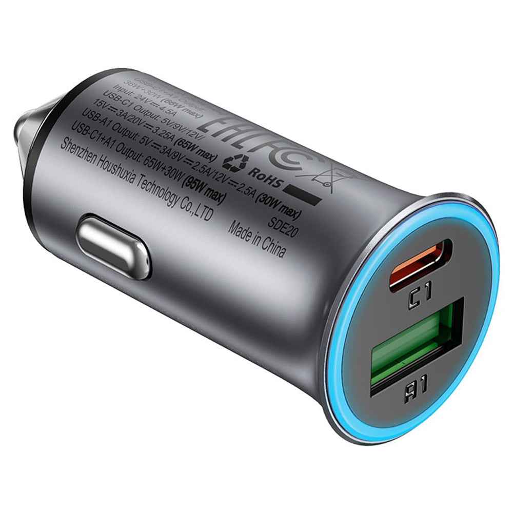 Caricabatterie Auto Acefast B16, 95W, 3.25A, 1 x USB-A - 1 x USB-C, Grigio