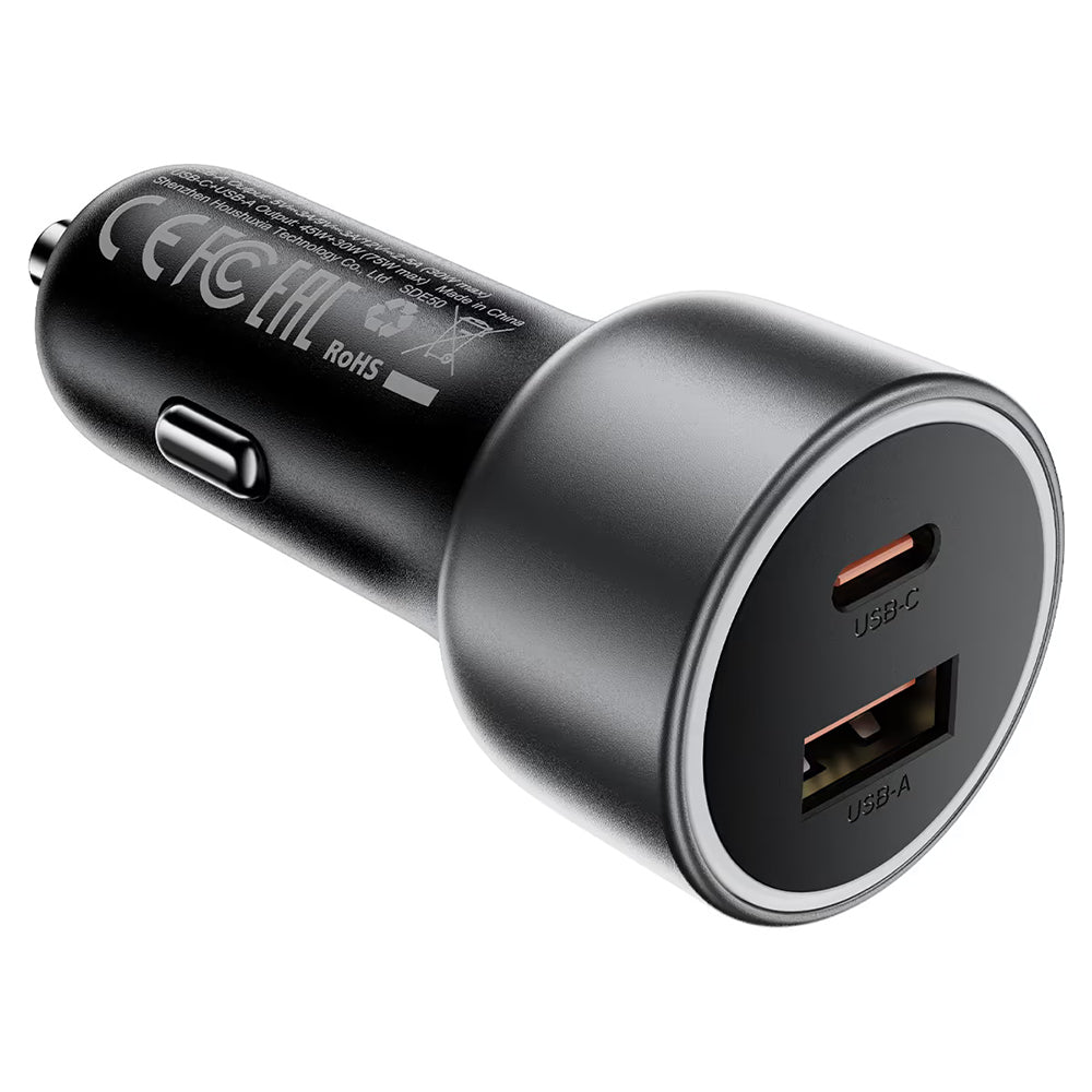 Caricatore Auto Acefast B21, 75W, 3A, 1 x USB-A - 1 x USB-C, Grigio