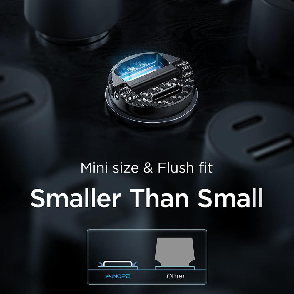 Caricabatterie Auto Ainope, 30W, 5A, 1 x USB-A - 1 x USB-C, Nero