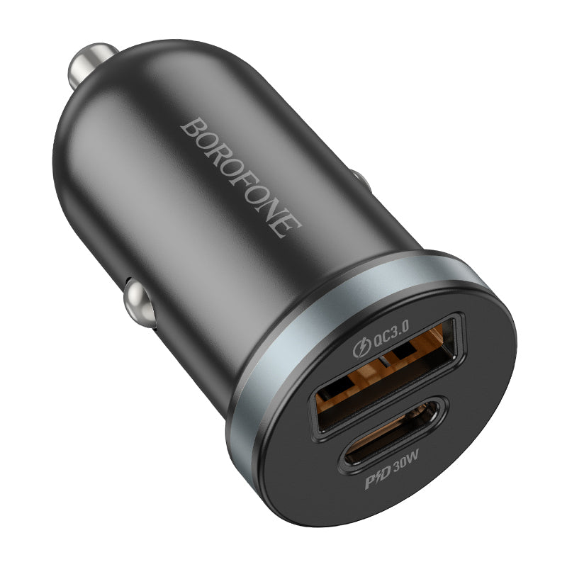Caricabatterie da auto Borofone BZ22 Scenery, 30W, 3A, 1 x USB-A - 1 x USB-C, nero