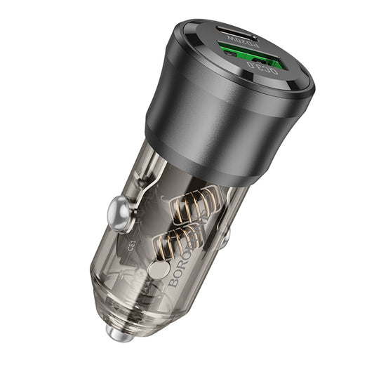 Borofone BZ25 Journey Car Charger, 38W, 3A, 1 x USB-A - 1 x USB-C, Black