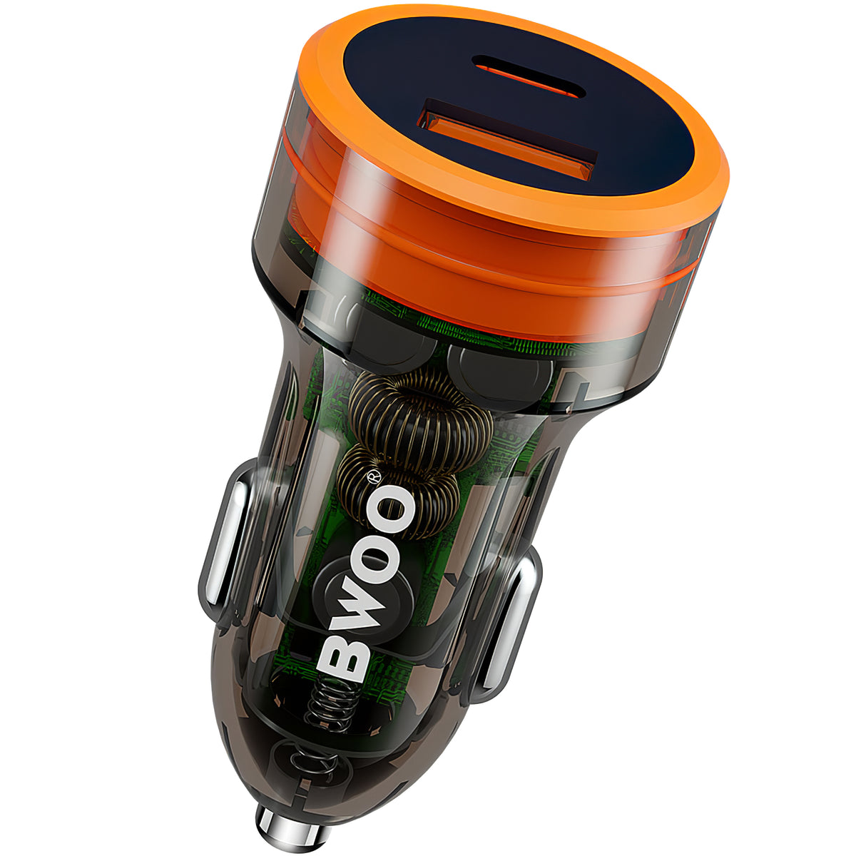 Caricabatterie da auto BWOO BO-CC85, 38W, 3A, 1 x USB-A - 1 x USB-C, nero