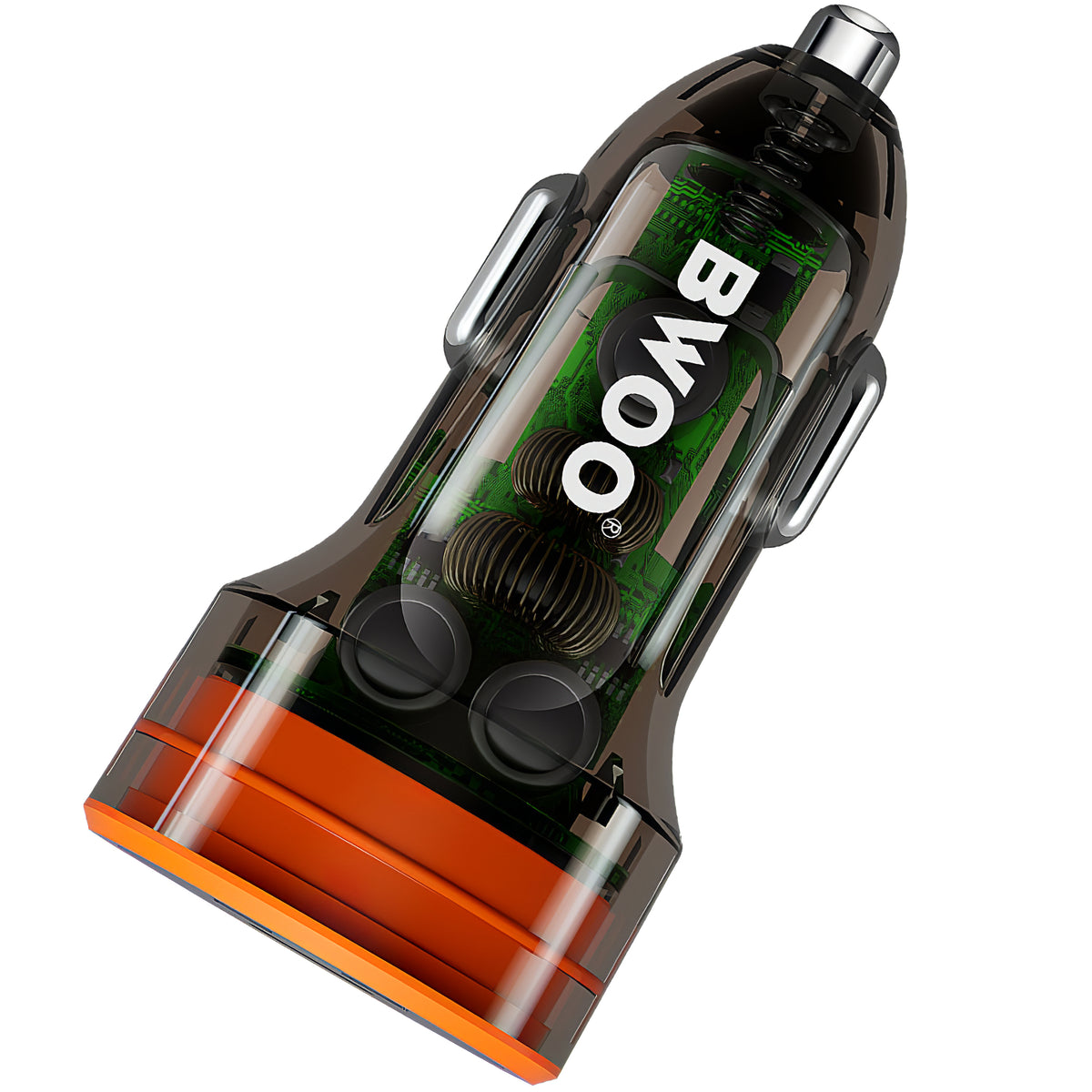 Caricabatterie da auto BWOO BO-CC85, 38W, 3A, 1 x USB-A - 1 x USB-C, nero