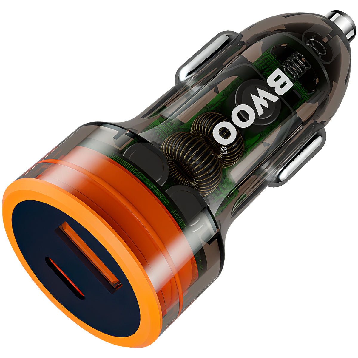 Caricabatterie da auto BWOO BO-CC85, 38W, 3A, 1 x USB-A - 1 x USB-C, nero