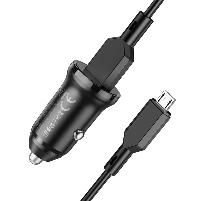 Car Charger with microUSB Cable Borofone BZ18, 18W, 3A, 1 x USB-A, Black