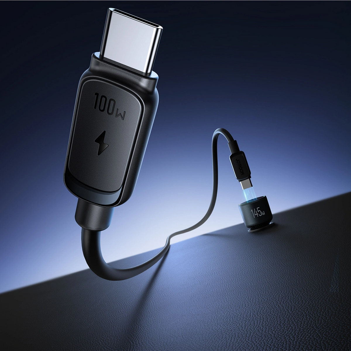 Caricabatterie Auto Con Cavo USB-C Joyroom JR-CCN07, 145W, 5A, 1 x USB-A - 2 x USB-C, Grigio
