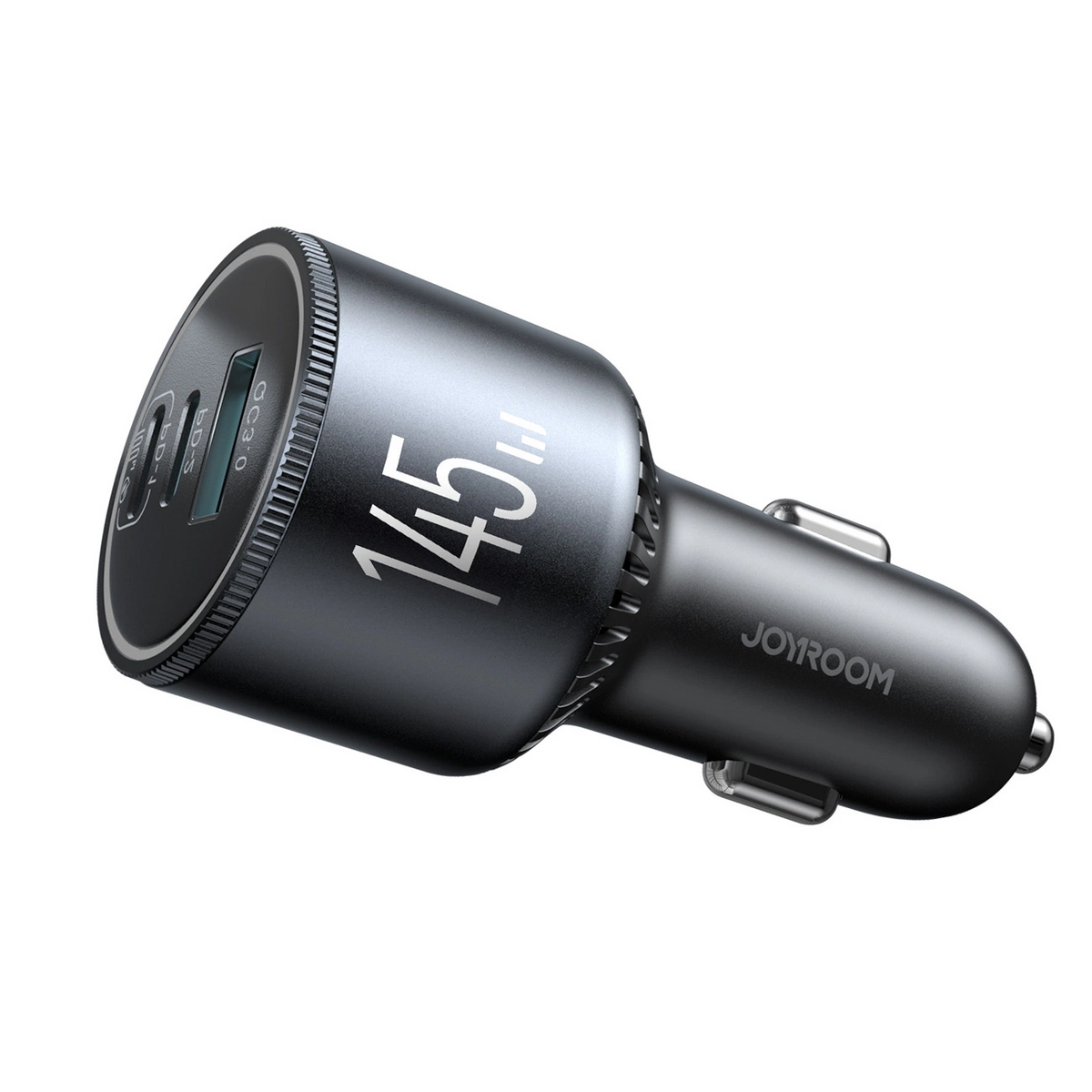 Caricabatterie Auto Con Cavo USB-C Joyroom JR-CCN07, 145W, 5A, 1 x USB-A - 2 x USB-C, Grigio
