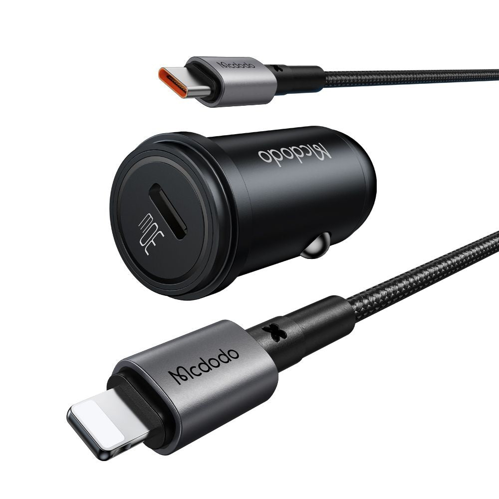 Caricabatterie Auto con Cavo Lightning McDodo CC-7492 Obsidian, 30W, 3A, 1 x USB-C, Nero