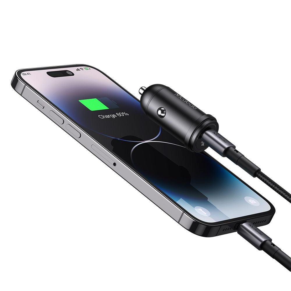 Caricabatterie Auto con Cavo Lightning McDodo CC-7492 Obsidian, 30W, 3A, 1 x USB-C, Nero
