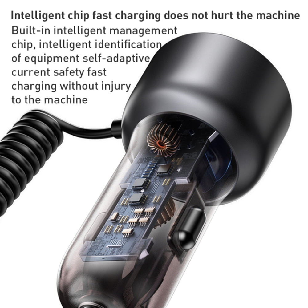 Caricabatterie Auto con Cavo USB-C / Lightning Yesido Y58 Display, 60W, 3A, 1 x USB-A - 1 x USB-C, Grigio