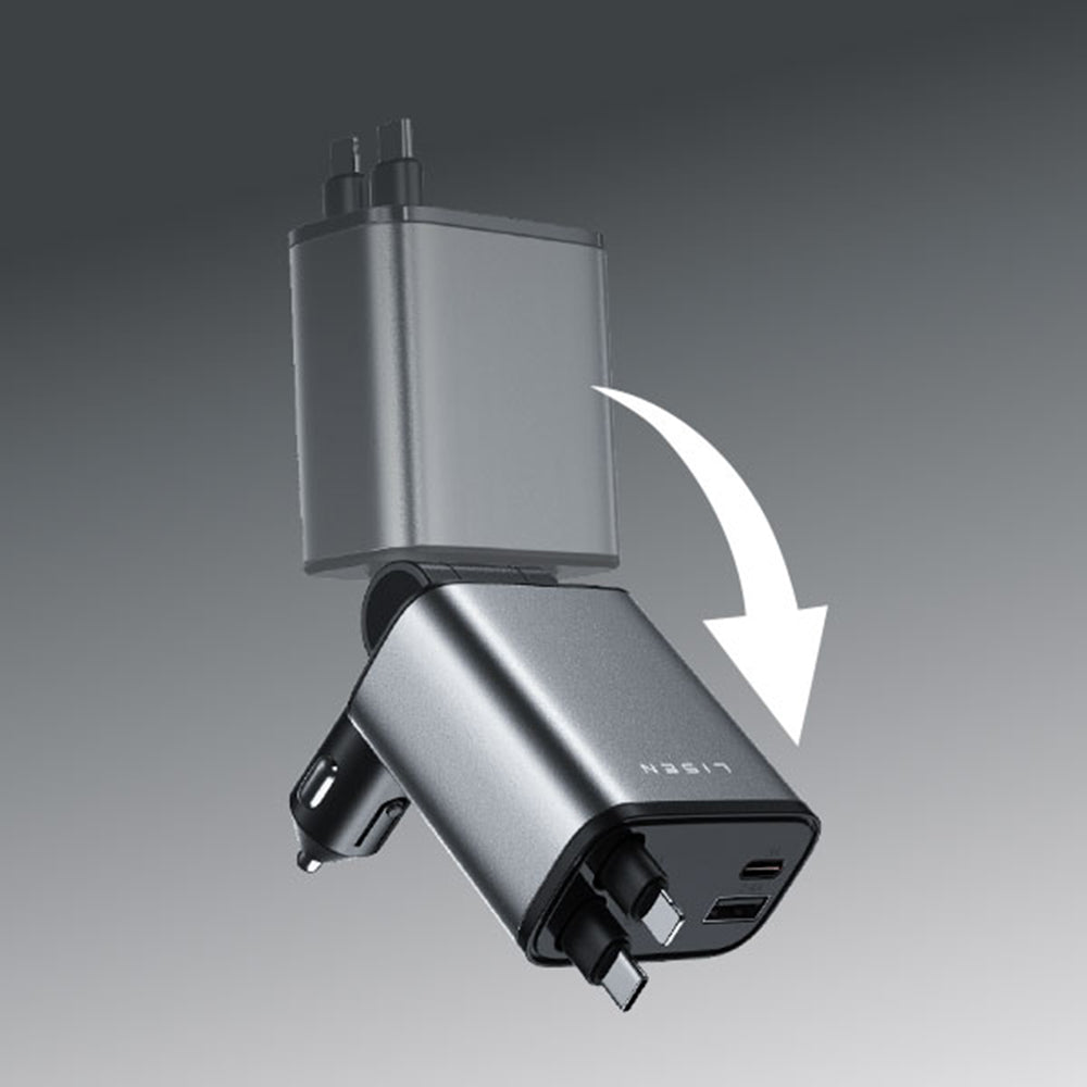 Caricabatterie Auto Con Cavo USB-C / Lightning Lisen, 69W, 3A, 1 x USB-A - 1 x USB-C, Nero YL0224040031