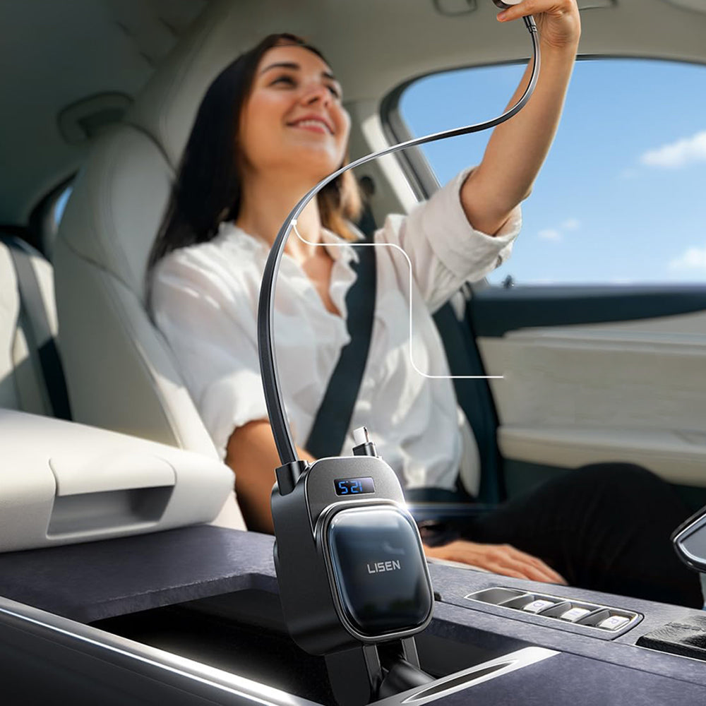 Caricabatterie Auto Con Cavo USB-C / Lightning Lisen Display, 96W, 3A, 1 x USB-A - 1 x USB-C, Nero YL0224080017