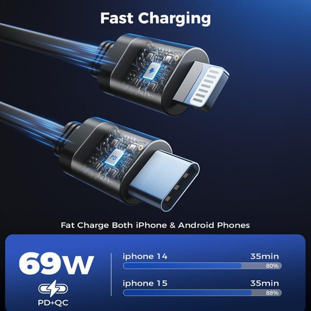 Caricabatterie Auto Con Cavo USB-C / Lightning Techsuit C1 NanoVoltX, 69W, 3A, 1 x USB-A - 1 x USB-C, Grigio