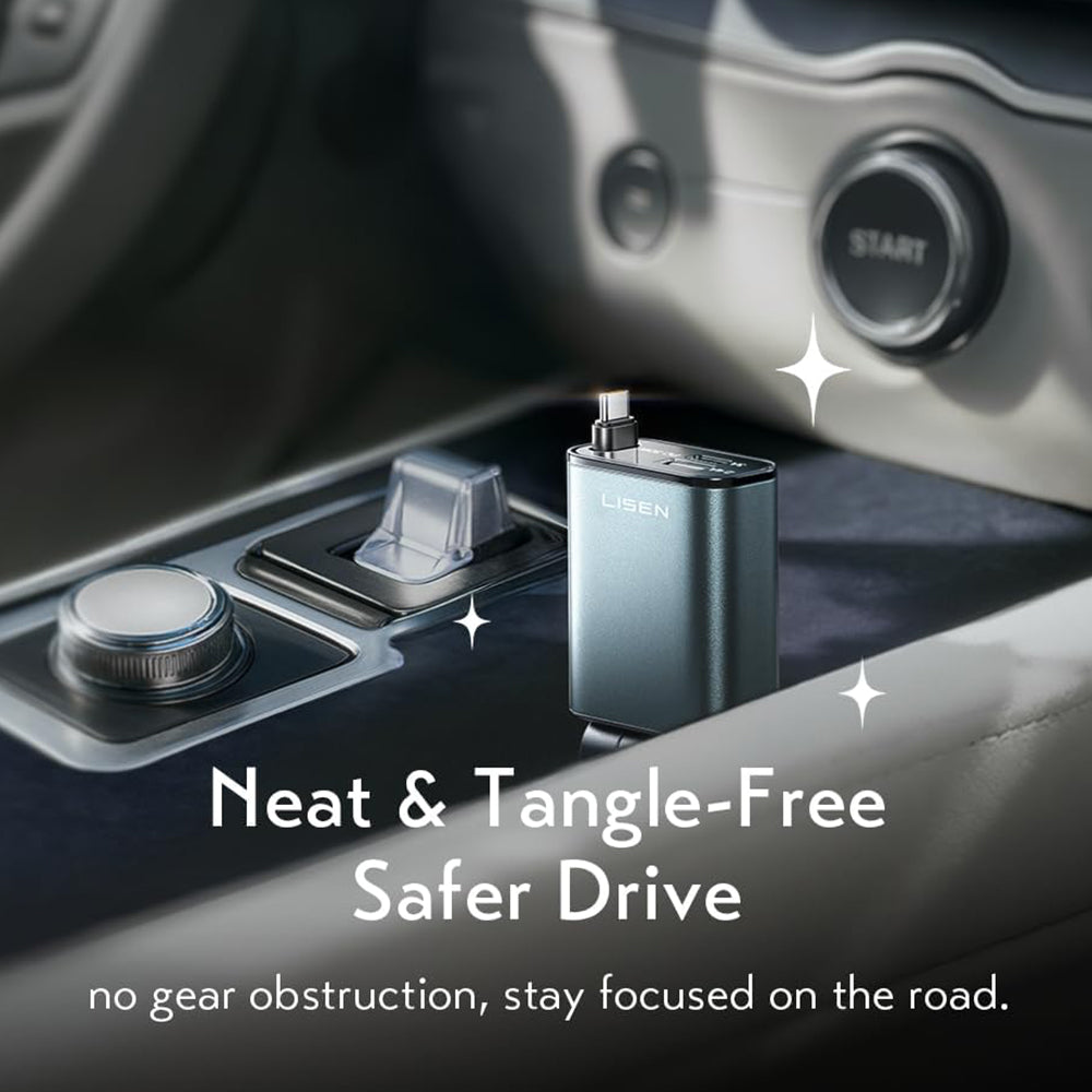 Caricabatterie Auto con Cavo USB-C Lisen, 57W, 3A, 1 x USB-A - 1 x USB-C, Nero YL0325010016