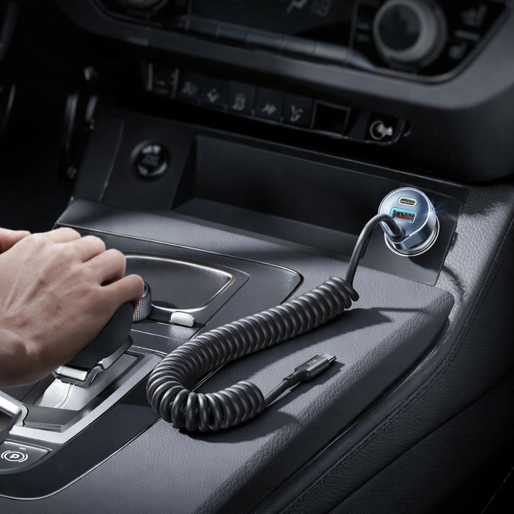 Lisen Car Charger with USB-C Cable, 90W, 3A, 1 x USB-A - 1 x USB-C, Black YL0223120020