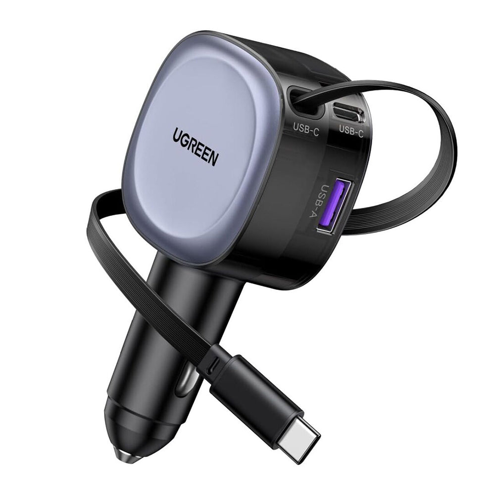 Caricabatterie Auto Con Cavo USB-C UGREEN EC601, 75W, 3A, 1 x USB-A - 1 x USB-C, Grigio