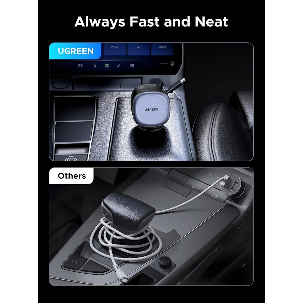 Caricabatterie Auto Con Cavo USB-C UGREEN EC601, 75W, 3A, 1 x USB-A - 1 x USB-C, Grigio