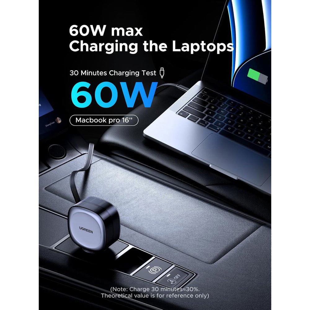 Caricabatterie Auto Con Cavo USB-C UGREEN EC601, 75W, 3A, 1 x USB-A - 1 x USB-C, Grigio