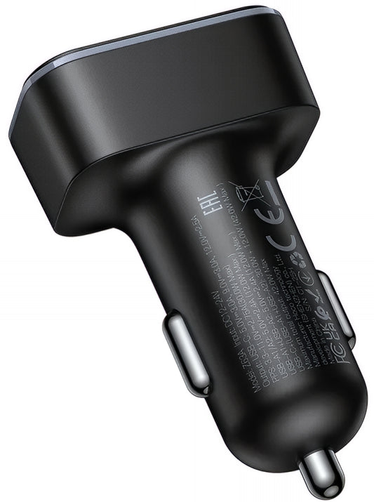 HOCO Z63A Display Car Charger, 42W, 3A, 1 x USB-C - 2 x USB-A, Black