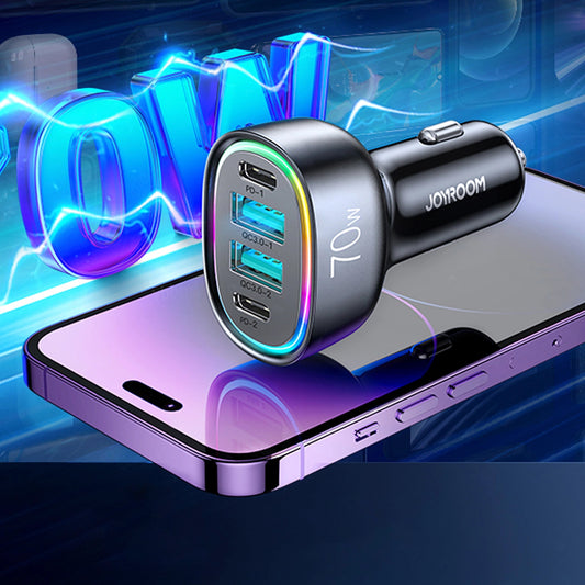 Joyroom Caricabatterie da auto JR-CL29, 70W, 3A, 2 x USB-A - 2 x USB-C, nero