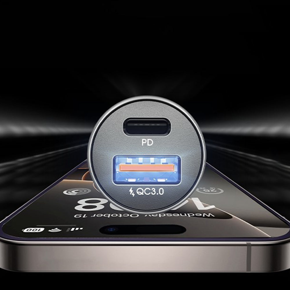 Caricabatterie Auto Lisen, 36W, 3A, 1 x USB-A - 1 x USB-C, Set 2 pezzi, Nero YL0223080038