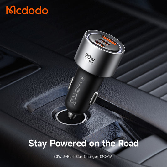 Caricatore Auto McDodo CC-3110 Gana, 90W, 3A, 1 x USB-A - 2 x USB-C, Nero