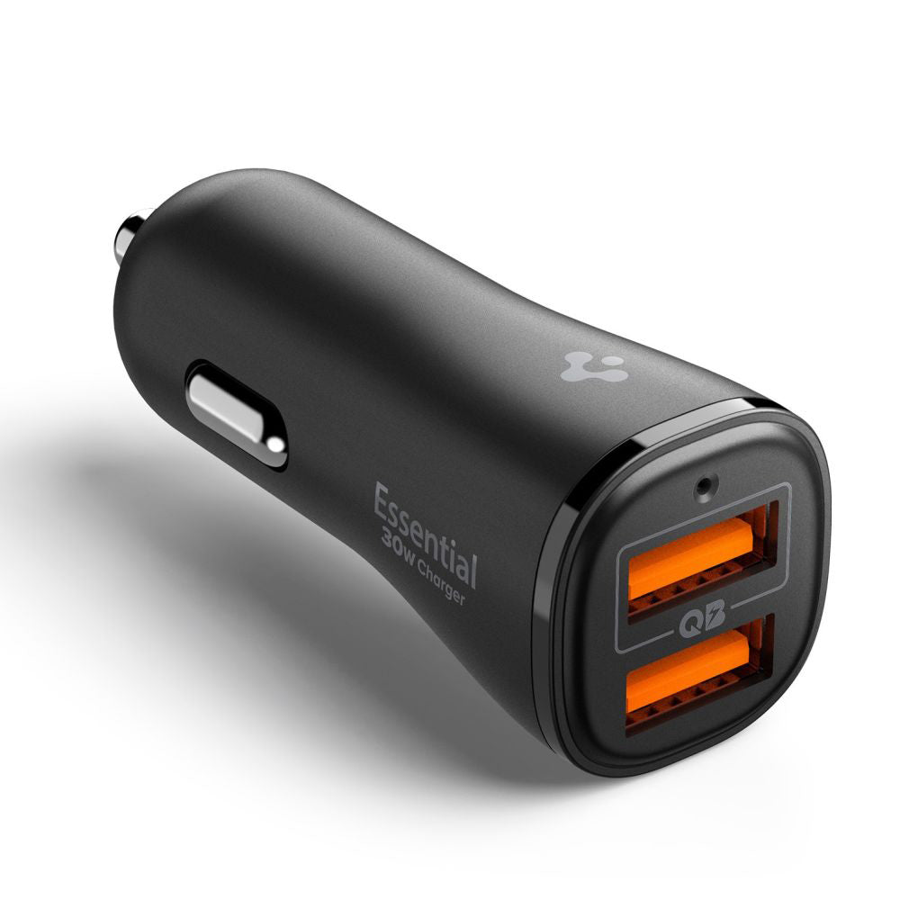 Caricabatterie Auto Spigen EV302 Essential, 30W, 3A, 2 x USB-A, Nero