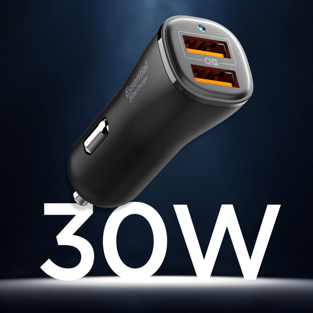 Caricabatterie Auto Spigen EV302 Essential, 30W, 3A, 2 x USB-A, Nero