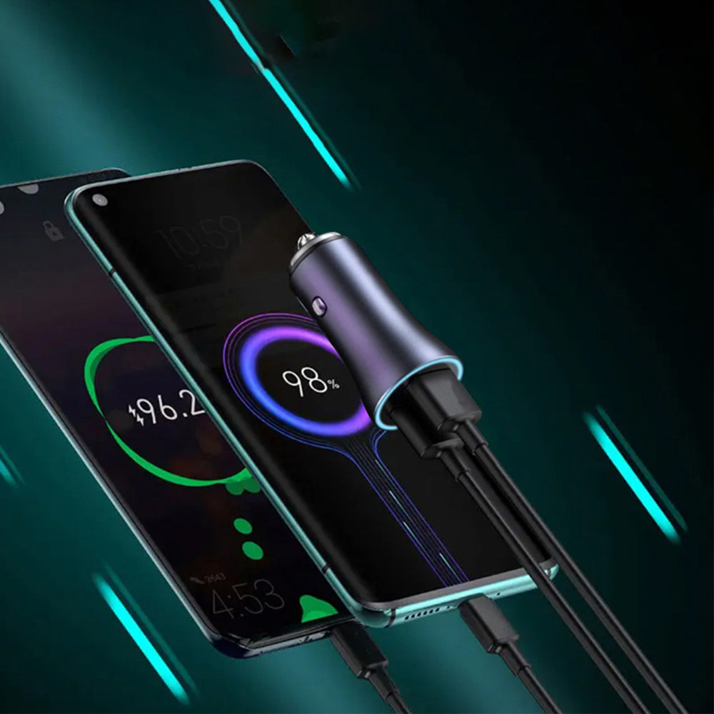 Caricabatterie Auto Techsuit C3 RescueVolt, 48W, 3A, 1 x USB-A - 1 x USB-C, Grigio