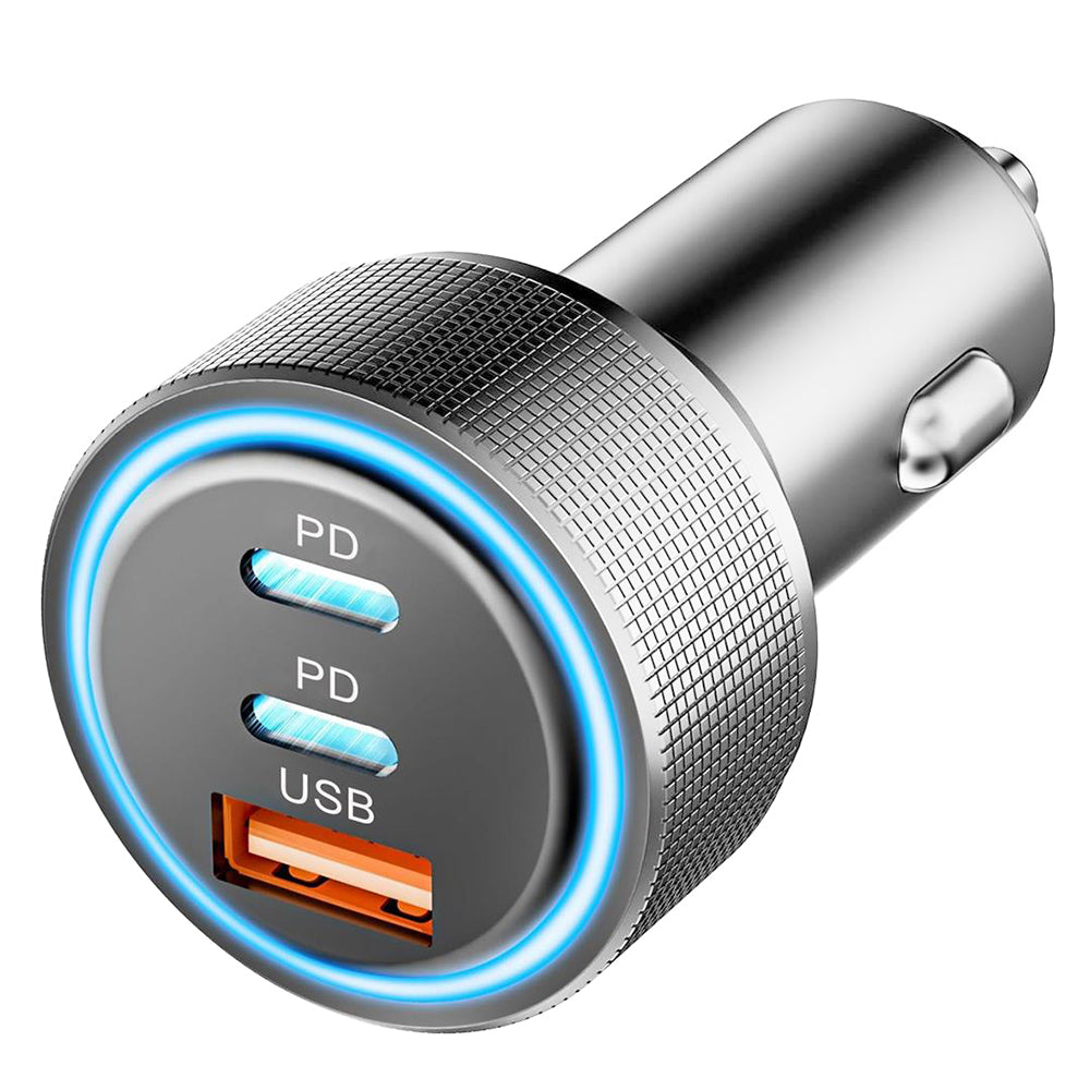Caricabatterie Auto Techsuit C6 DriveBoost, 60W, 3A, 1 x USB-A - 2 x USB-C, Argento