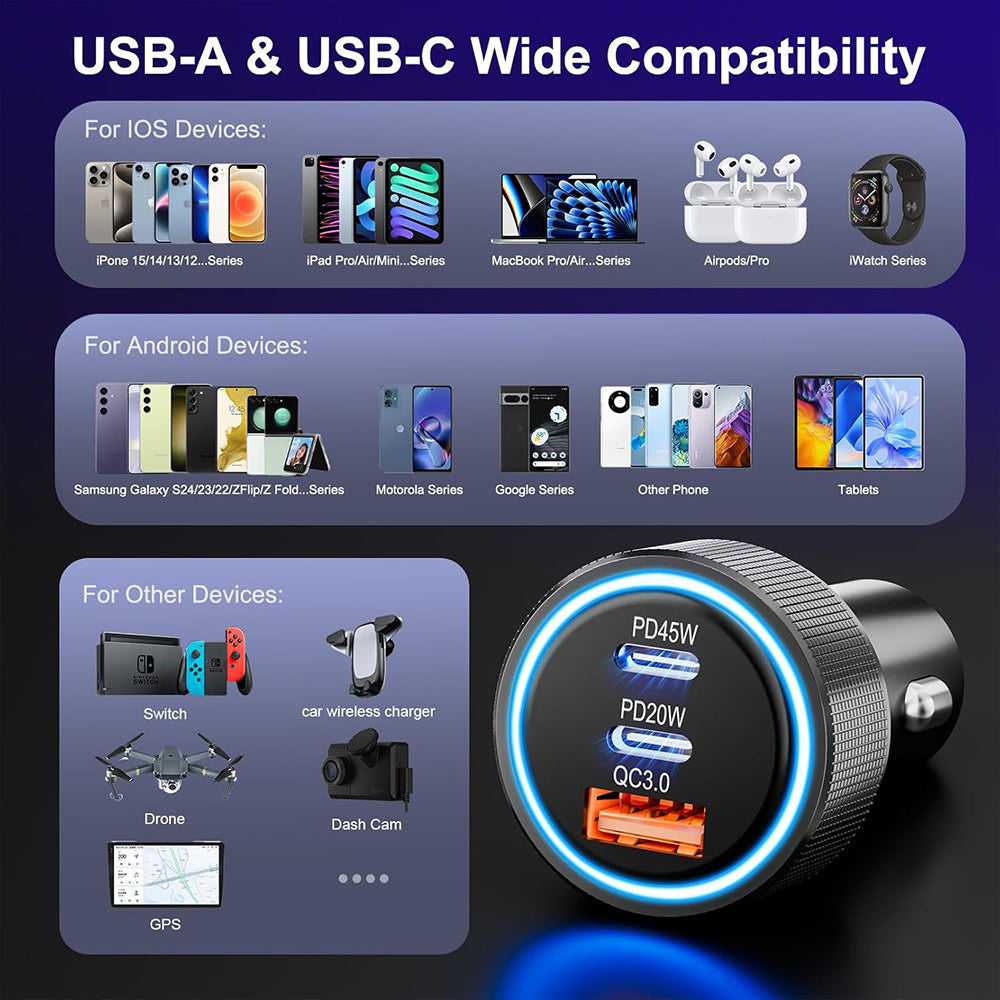 Caricabatterie Auto Techsuit C6 DriveBoost, 60W, 3A, 1 x USB-A - 2 x USB-C, Argento