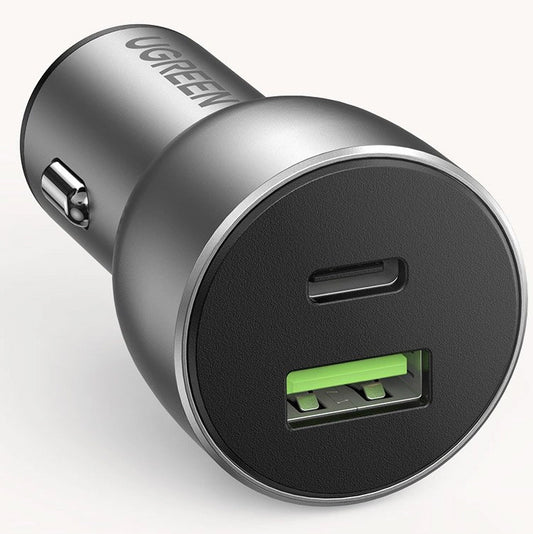 Caricabatterie da auto UGREEN CD213, 36W, 3A, 1 x USB-A - 1 x USB-C, grigio