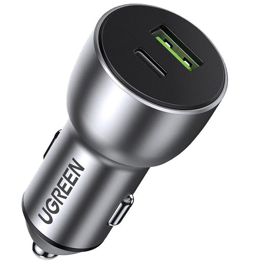Caricabatterie da auto UGREEN CD213, 36W, 3A, 1 x USB-A - 1 x USB-C, grigio