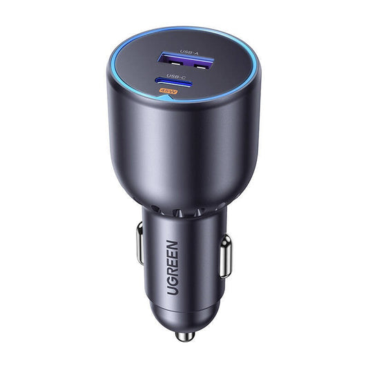 Caricabatterie da auto UGREEN EC701, 63W, 3A, 1 x USB-A - 1 x USB-C, Nero