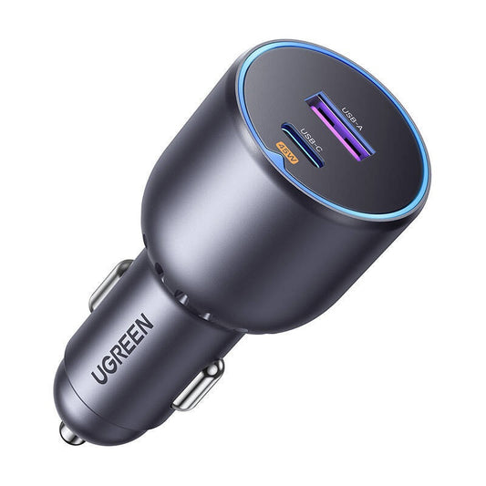 Caricabatterie da auto UGREEN EC701, 63W, 3A, 1 x USB-A - 1 x USB-C, Nero