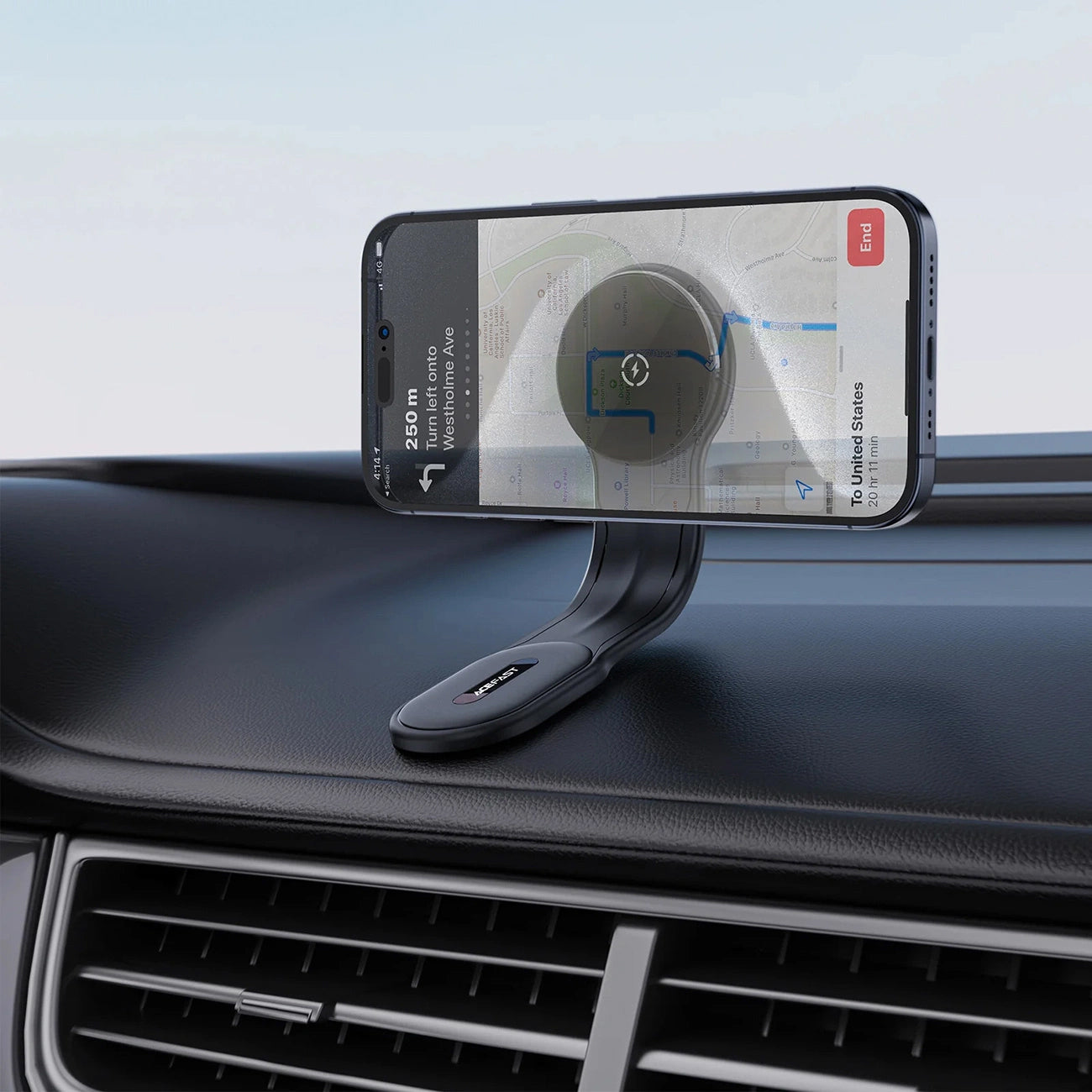 Caricabatterie Auto Wireless Acefast D21, 15W, 1.67A, Nero