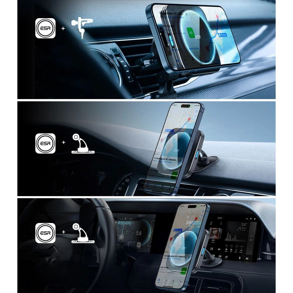Caricabatterie Auto Wireless ESR HaloLock Vent, 15W, 1.67A, Nero