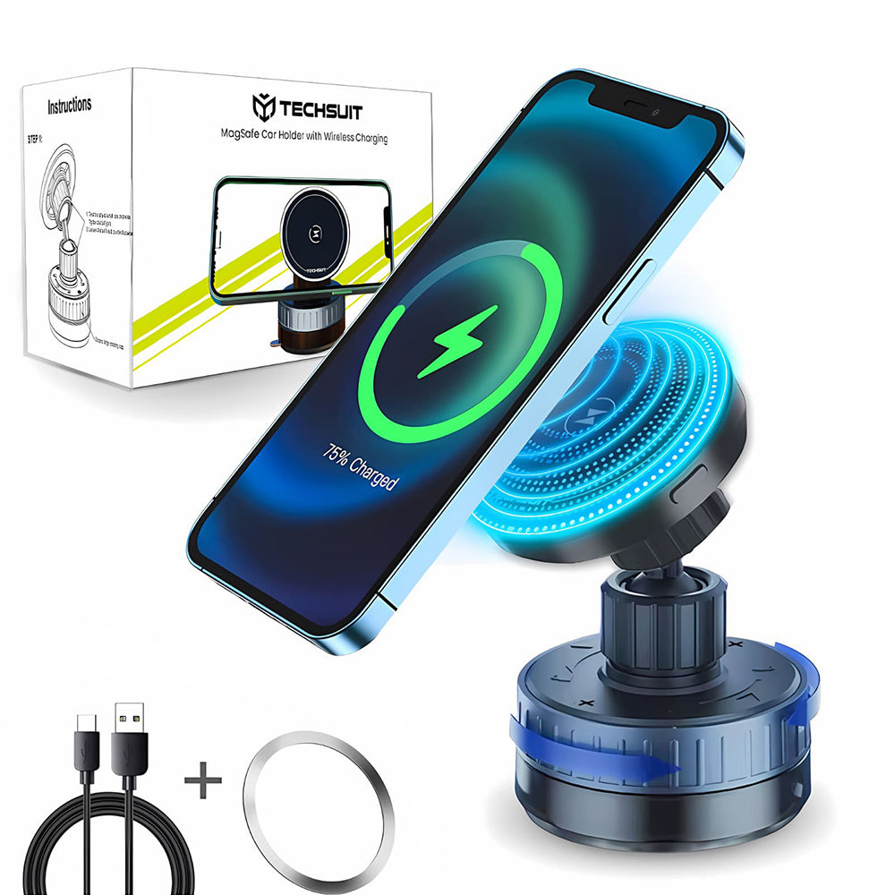 Caricabatterie Auto Wireless Techsuit HOLD253, 15W, 1.67A, Nero