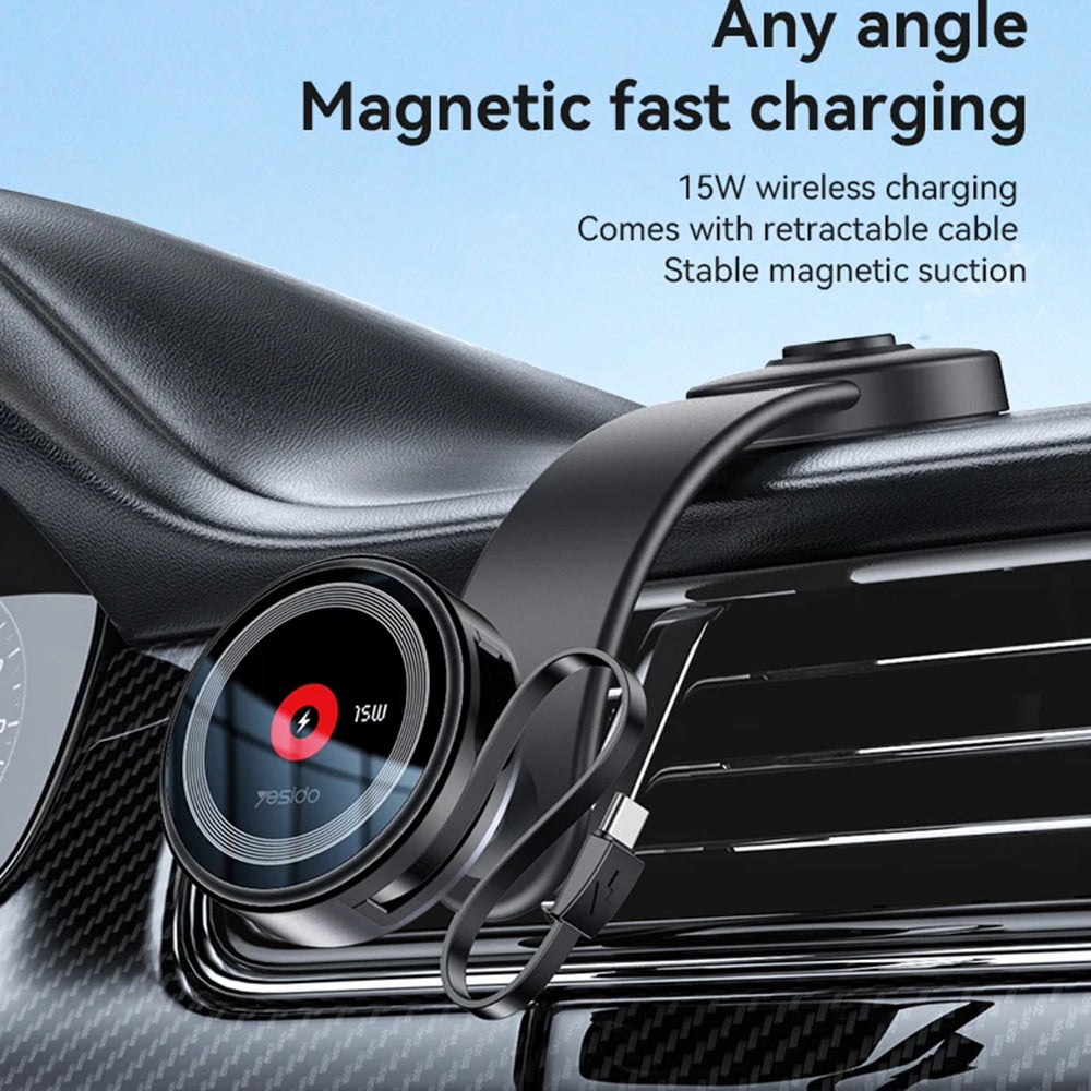 Caricabatterie Auto Wireless Yesido C314, 15W, 1.67A, Nero