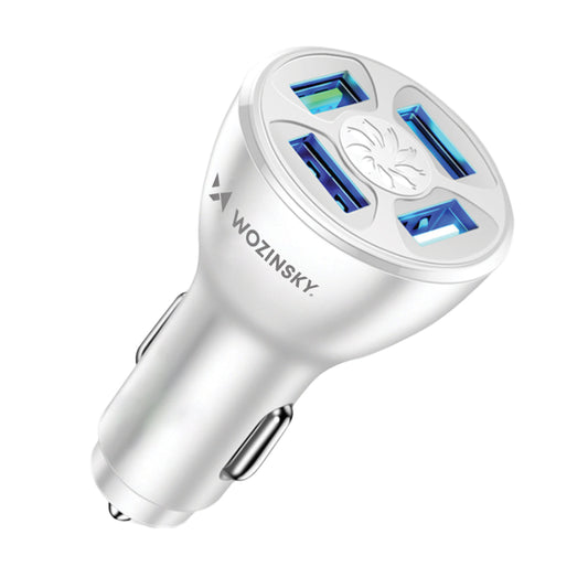 Caricabatterie da auto WZK WCCAW, 50W, 3A, 4 x USB-A, Bianco