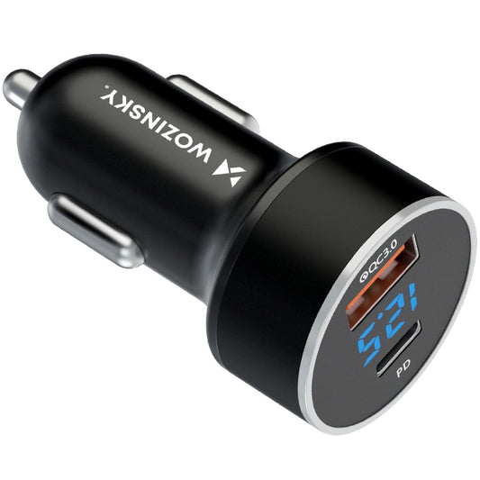 Caricabatterie per auto WZK WDCCAC, 36W, 3A, 1 x USB-A - 1 x USB-C, nero