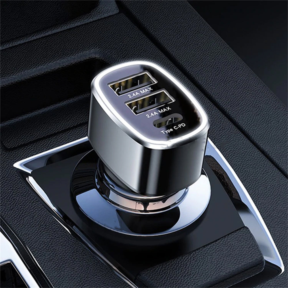 Caricabatterie Auto Yesido Y47, 49W, 3A, 2 x USB-A - 1 x USB-C, Nero