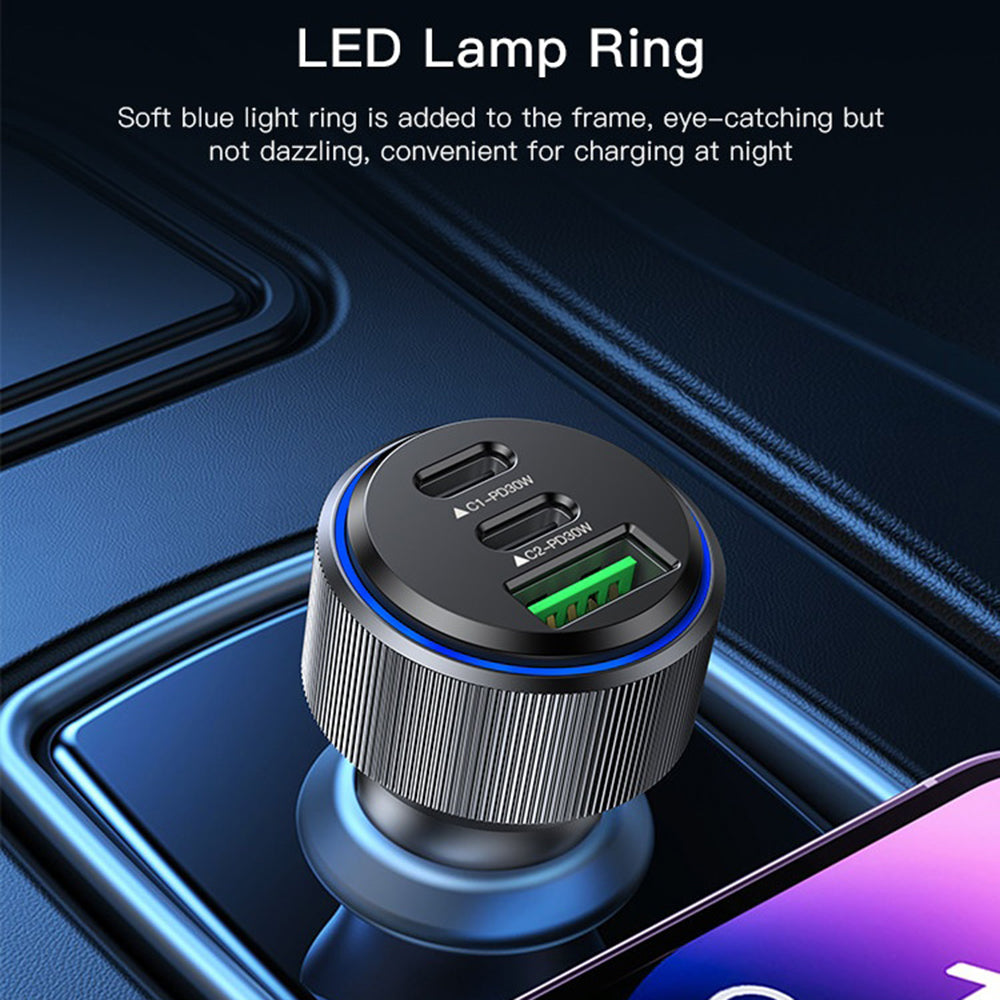 Caricabatterie Auto Yesido Y50, 60W, 3A, 1 x USB-A - 2 x USB-C, Nero