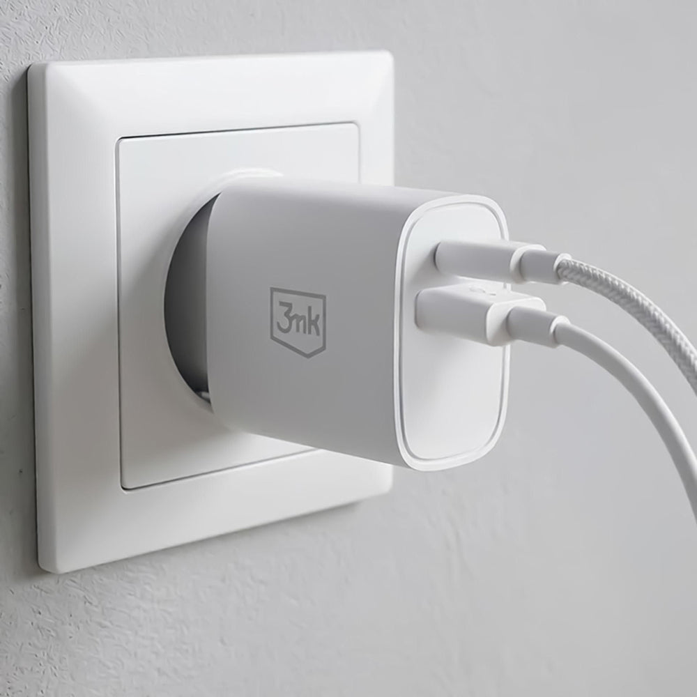 Caricatore da rete 3MK FlowPower, 25W, 1 x USB-A - 1 x USB-C, Bianco