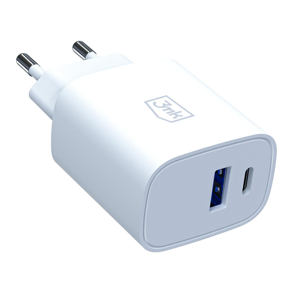 Caricatore da rete 3MK FlowPower, 30W, 1 x USB-A - 1 x USB-C, Bianco